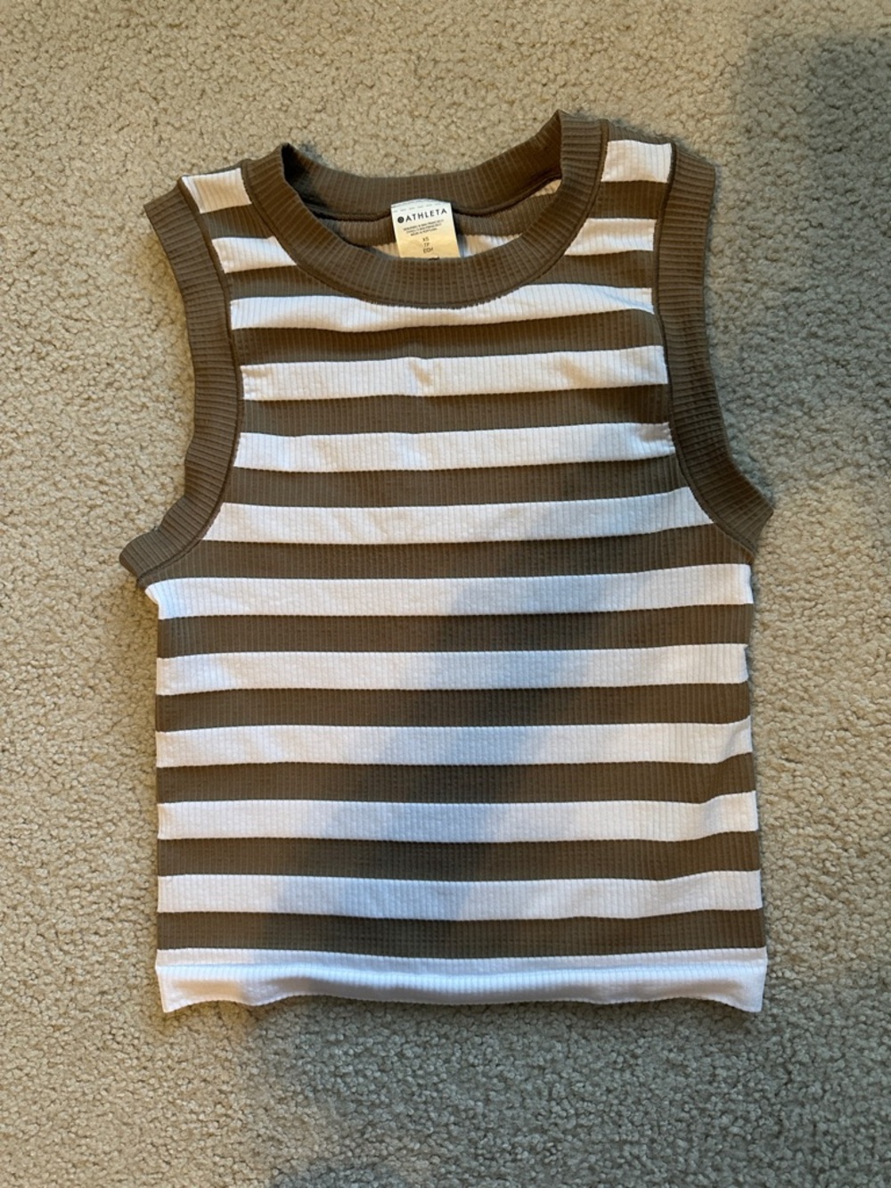 Athleta Renew Seamless Muscle Tank Brown and White Striped XS